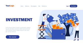 Investment flat landing page template vector