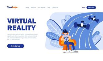 Virtual reality landing page template vector