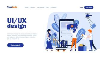 UI and UX design landing page template vector