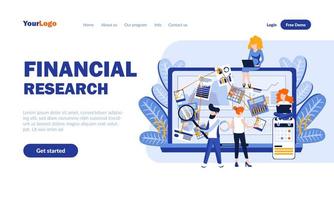 Financial research flat landing page template