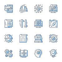 Engineering line-art icon set vector