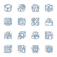 Product launch line-art icon set vector