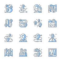 GPS navigator and location line-art icon set vector