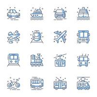 Transportation line-art icon set vector