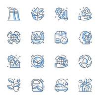 Sustainable energy line-art icon set vector