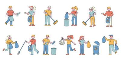 Garbage collecting flat-design set vector