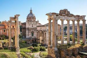 Forum Romanum view from the Capitoline Hill in Italy, Rome. photo