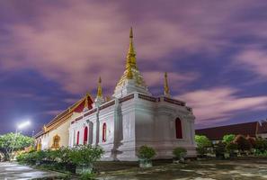 Wat jed yod , Beautiful white pagoda at twilight time
