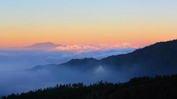 Mountain with beautiful mist at sunset, Bromo