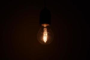 Light bulb in dark room photo