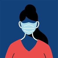 Female nurse with mask and uniform vector