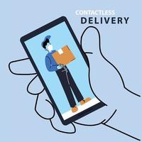 Safe courier by covid 19, order goods online vector