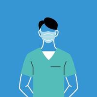 Male doctor with mask and uniform vector