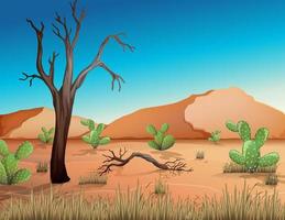 Desert with sand mountains and cactus vector