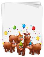 Paper template with cute animals in party theme vector