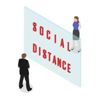 Isometric social distance concept vector