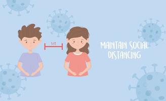 Coronavirus prevention with social distancing message vector