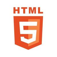 html5 emblema escudo naranja y texto blanco vector