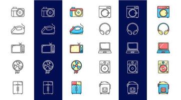 Set icons for electronics with color vector