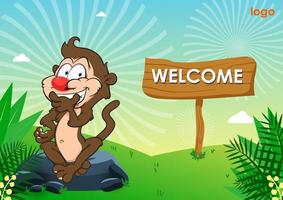 Background welcome design with monkey vector