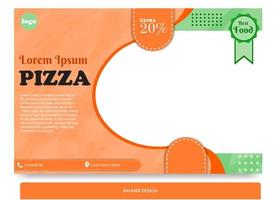 diseño de banner para pizza con lleno de color. vector