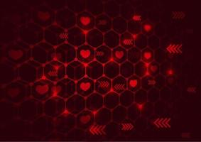 Red love background with light vector