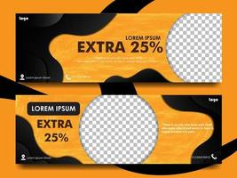 Set banner design with orange color and black vector