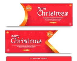 Set banner design for christmas with red and gold color vector