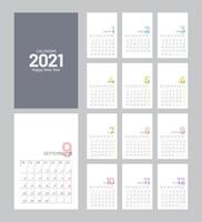 2021 calendar template vector