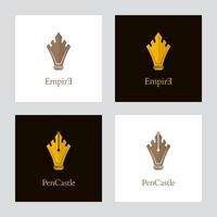 Gold Colored Pen Nib and Tower Logo set vector