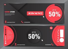 Banner set with red and black color vector