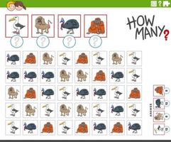 How many animal characters counting game vector