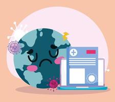 Online health care concept with sad world vector