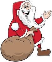 Santa Claus Christmas character with sack of presents vector