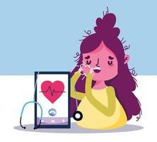 Online health care concept with sick patient vector