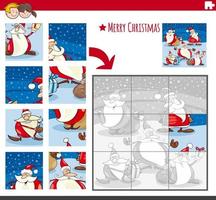 Jigsaw puzzle game with comic Christmas characters vector