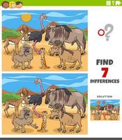 Differences educational task for kids with animals vector