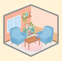 Cozy home interior with furniture and plants vector