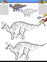 Drawing and coloring task with Lambeosaurus dinosaur vector