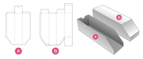 Chamfered packaging box with insert tray die cut template vector