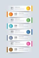 8 data infographics paper tab index template vector