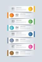 8 data infographics paper tab index template vector