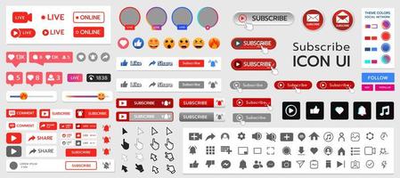 Subscribe and Social Media UI Kit vector