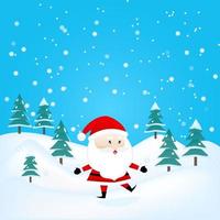 Santa Claus and Christmas snow scene vector