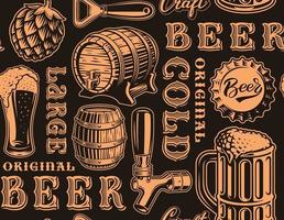 Orane and black retro seamless pattern with beer theme vector