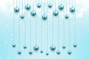 Christmas celebration background with hanging glowing blue ornaments