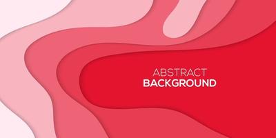 Abstract red and pink papercut style wavy layers design vector