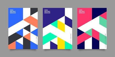 Business annual report templates with colorful geometric design vector
