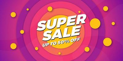 Bright Colorful Layered Circle Super Sale Banner vector