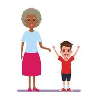 Elderly woman and boy vector